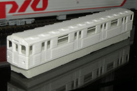 Кадр 1. Модель (корпус) электровагона метрополитена типа Еж со стороны кабины машиниста.