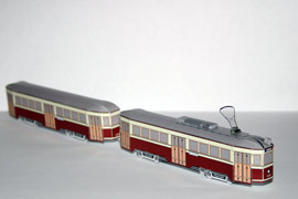 Кадр 19. Модель трамвайного поезда ЛМ33+ЛП33 в окраске 1965-79 гг. (В.Дёмин).