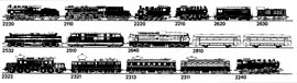 Рис.3. Коробка от моделей больших локомотивов ВТТВ образца начала - середины 1980-х гг. На локомотивных коробках меньшего размера ассортимент силуэтных картинок был меньше.