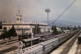 Вагон-салон в составе поезда в Сочи, 1970е г.г.